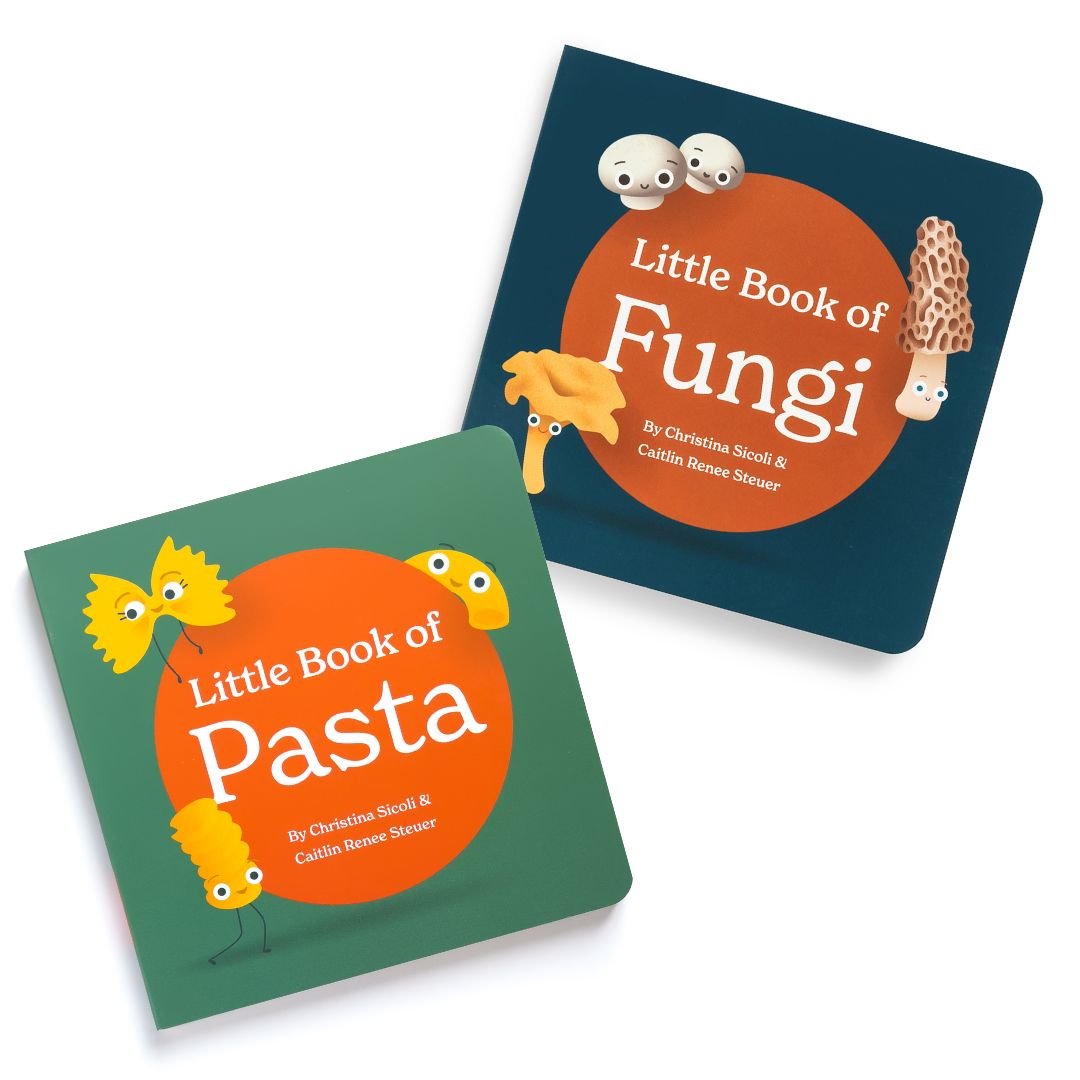 Chunky Deli product image: "Little Book of Pasta" and "Little Book of Fungi" nested together on a white background.