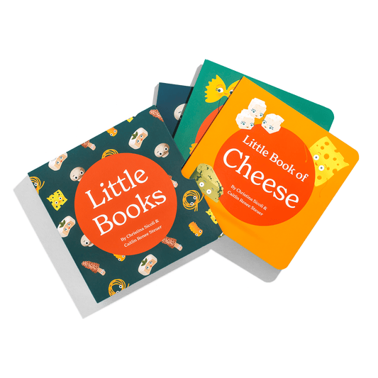 Chunky Deli product image: "Tasty Collection" box set with the included books fanned out: "Little Book of Pasta," "Little Book of Cheese," and "Little Book of Fungi," all laid on a white background.